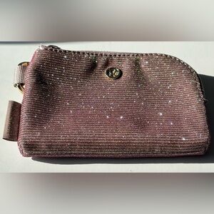 Lululemon Clippable Card Pouch Glitter – Pink Champagne / Gold – NWT
